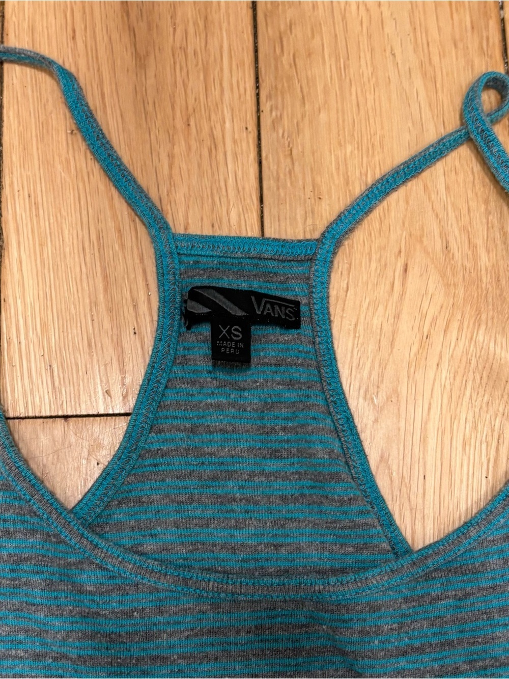 Vans Teal & Gray Striped Racerback Tank Top XS - Picture 4 of 8